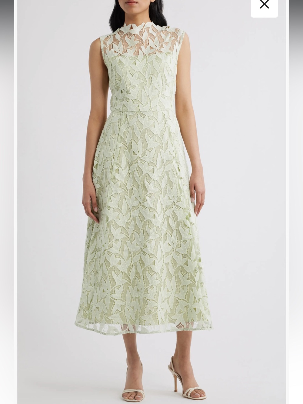elliatt eris green lace high neckline sleevless midi A-line dress size large NEW